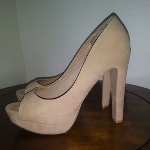 Taupe Peep Toe Pump